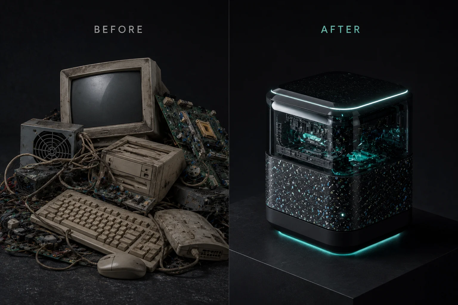 Before and after upcycling project